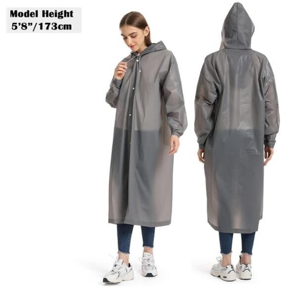 2 Pack Raincoats for Adults Reusable, EVA Rain Ponchos Lightweight Rain Coat - Picture 6 of 7